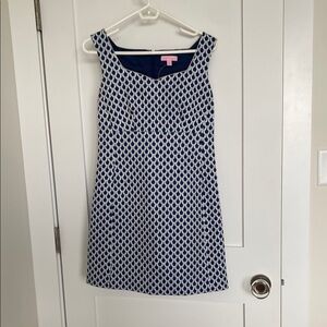 Blue and Silver Lilly Pulitzer Patterned Sleeveless Dress